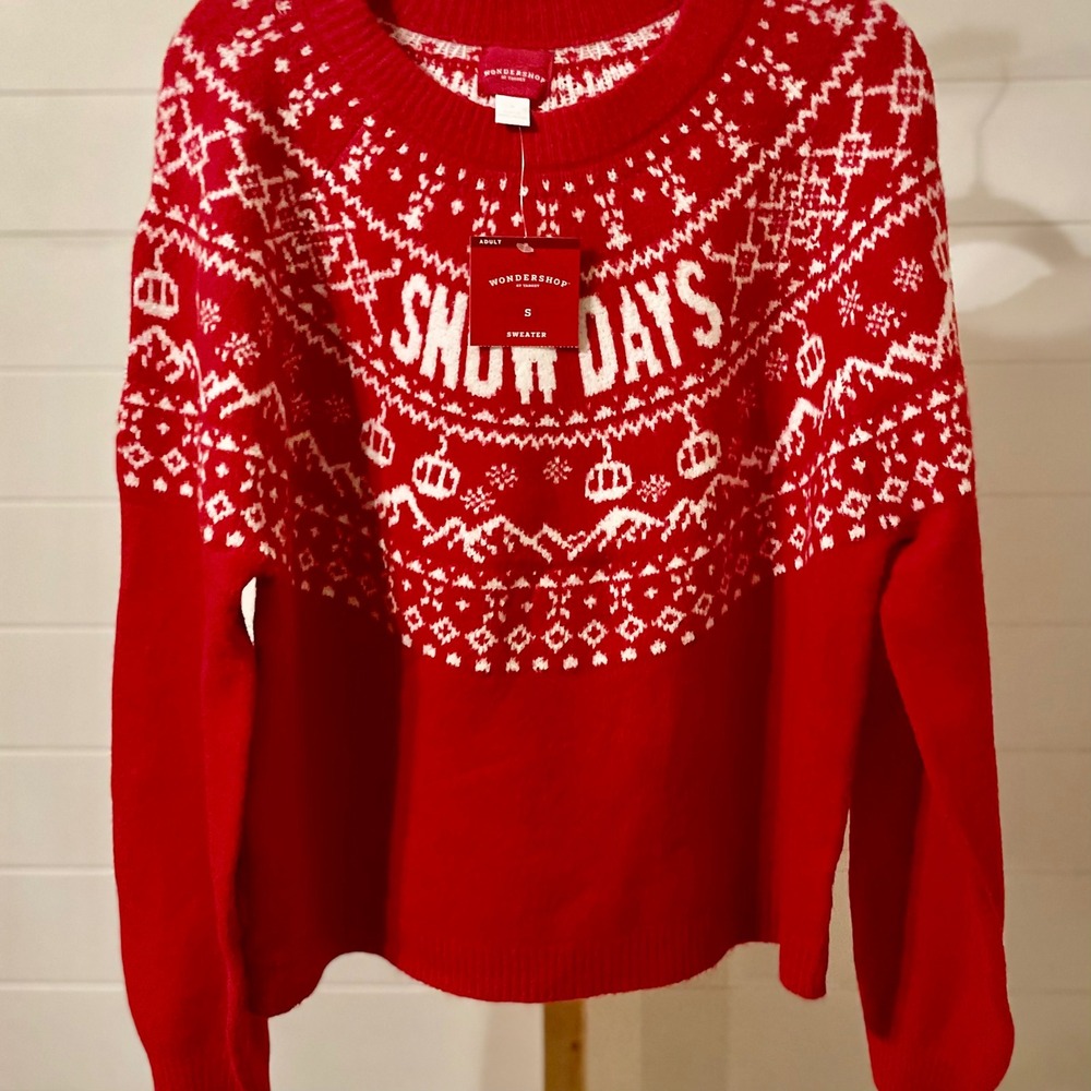 WonderShop‎ AT TARGET Red White Snow Days Fair Isle Winter Sweater Size Small